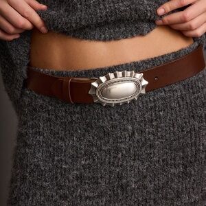 12th Tribe Lodge Brown and Silver Statement Belt Size M/LM/L
